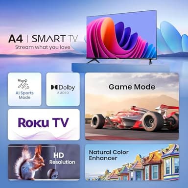 Hisense 32-Inch Class A4 Series HD 720p Smart Roku TV with Alexa Compatibility (32A4HNR) - Dolby Audio, Slim Bezel Design, Google Assistant - Image 3