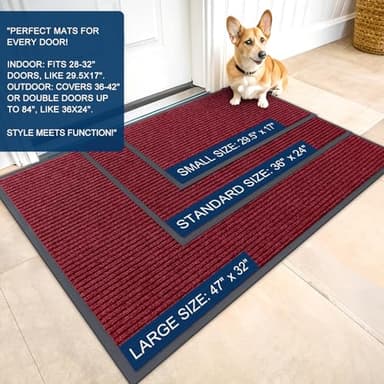 OLANLY Front Door Mat Indoor Outdoor Entrance, Waterproof Heavy Duty Doormat, Fade Resistant, Low Profile, Easy Clean Patio Porch Welcome Floor Mats for Entry, 29.5x17, Wine Red - Image 2