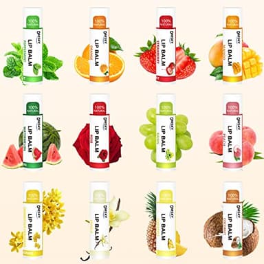 DMSKY 24 Pack Lip Balm, Natural Lip Balm Bulk with Vitamin E and Coconut Oil, Moisturizing Lip Balm for Chapped Lips, Bulk Lip Balm for Women-12 Flavors - Image 2
