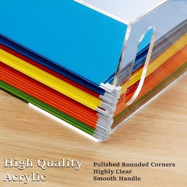 Aphbrada Acrylic Hanging File Folder Organizer Box, Clear File Storage Organizer Desktop Filing Box with Handles for Letter Size/A4, Portable Folder Holder for Office, Home, School - Image 5