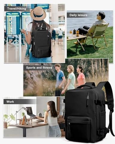 WONHOX Travel Backpack Women,Carry On Backpack Flight Approved 18x14x8 inches Bag Spirit Airlines Personal ltem,College Sports Hiking Rucksack Waterproof Casual Daypack Laptop Blackpack Men,Black - Image 7