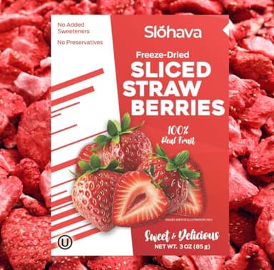 Slohava Freeze Dried Sliced Strawberries, 3 oz. 100% Natural Fruit, No Sugar Added, Kosher, Resealable Pouch. - Image 4