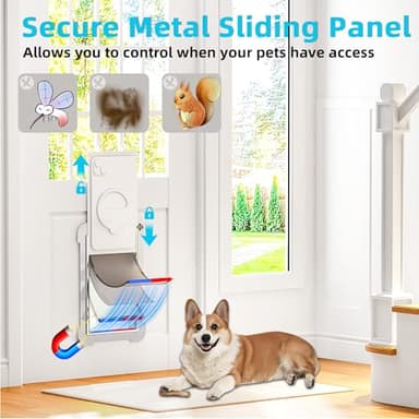 3-Flap Medium Dog Door for Door with Metal Sliding Lock Panel, Energy Efficient Pet Door with Steel Frame, Telescoping Tunnel,Never Rust Ruff Weather Doggie Door (Pets Up to 40 Lb) - Image 4