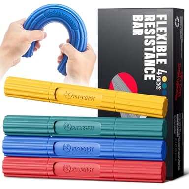FitBeast Hand Exerciser Bars for Physical Therapy - Relieves Tendonitis Pain & Improve Grip Strength, Injury Recovery, Forearm (4 Piece Set - Yellow Green Blue Red) - Image 1