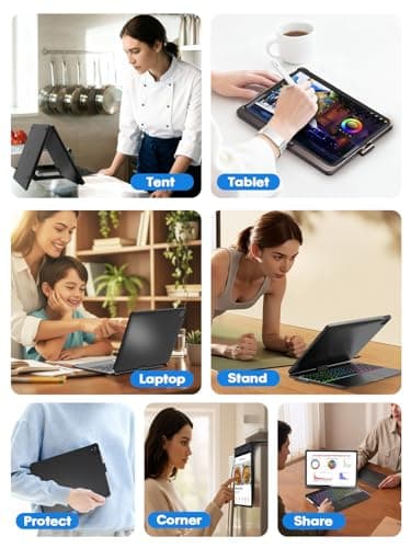 BABG TouchPad Keyboard Case for iPad 10th Generation&iPad 11th(A16,2025),iPad Air 11(M3,M2/iPad Pro 11 inch Keyboard&iPad Air 5th/Air 4th Keyboard, 360°Swivel,7 Use Modes,Rainbow Backlight- Black - Image 8