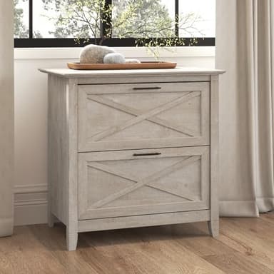 Bush Furniture Key West 2 Drawer Lateral File Cabinet in Washed Gray | Document Storage for Home Office | Accent Chest with Drawers - Image 2