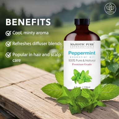 Majestic Pure Peppermint Essential Oil with Glass Dropper - 4 Fl Oz Pack of 2-100% Pure and Natural Peppermint Oil - Premium Grade Essential Oils for Diffuser, Aromatherapy, Soap and Candle Making - Image 5