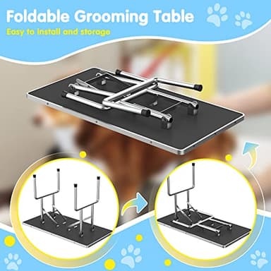 Lyromix 46''Large Dog Grooming Table, Adjustable Cat Drying Desktop with Arms, Nooses, Mesh Tray, Foldable Pet Station at Home, Maximum Capacity Up to 330Lb, 46inch, Blue - Image 5