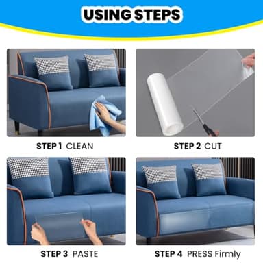 Petslucent Cat Scratch Furniture Protector: Cat Anti Scratch Tape - Door Protector from Dog Scratching - Clear Training Self Adhesive Tape for Carpet, Sofa, Couch, Door (197in x 7.9in) - Image 3