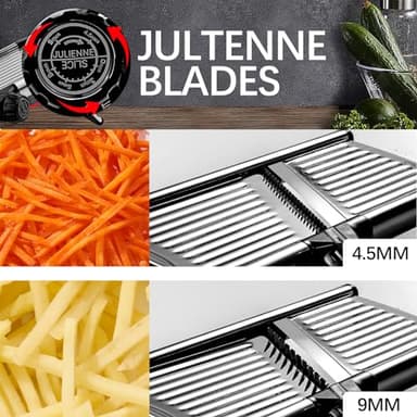 VEKAYA Mandoline Slicer, Mandoline Slicer for Kitchen, Adjustable Mandolin, Stainless Steel Mandoline, Vegetable Slicer, Potato, Onion, Cucumber, Tomato, Veggie Slicer with Cut-Resistant Gloves - Image 3