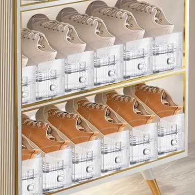 FENRUNXU Transparent Shoe Slots Organizer for Closet, 20 Pack Shoe Stacker Organizer for Closet Shoe Display Space Saver,Adjustable Shoe Rack Organizer Holder for High Heels,Sneakers(Transparent) - Image 8