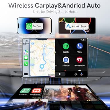 9" Portable CarPlay Screen for Car, CooCom UHD Car Stereo with Touch Screen with Apple CarPlay&Android Auto,4K Dash Cam,1080P Backup Camera,Mirror Link, Voice Control, Bluetooth 5.3,GPS,FM - Image 2