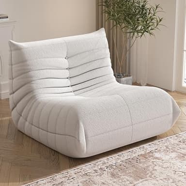 Bean Bag Chair for Adults, Oversized Fireside Chair Comfy Lazy Floor Sofa, Single Seat Sofa Couch Memory Foam Bean Bag Chair for Living Room, Bedroom Apartment Office (Beige) - Image 3