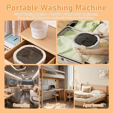 Portable Washing Machine, 12L Mini Washer&Foldable Washer with Spin Dryer Basket, 3 Cleaning Modes for Small Clothes,Travel Laundry for Apartments, Dorms RVs & Camping (Khaki) - Image 7