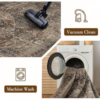 Domitapis Area Rug 5×7, Large Vintage Boho Rug,Ultra-Soft Low Pile, Washable, Non Slip,Stain Resistant, Printed Carpet for Living Room Bedrooms Playroom Office Kitchen,Oat/Antiquity - Image 4
