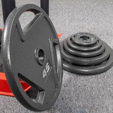 Fitvids Olympic 2-Inch Cast Iron Plate Weight Plate for Strength Training and Weightlifting, 45-Pound, Pair - Image 6