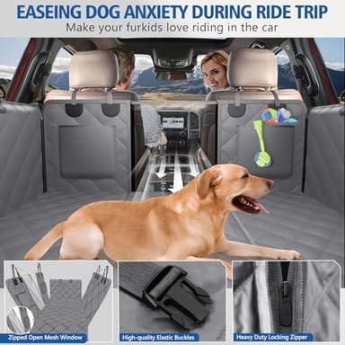 XL Truck Back Seat Extender for Dogs, Dog Seat Cover Back Seat Supports 400lbs, Hard Bottom Pet Seat Covers for Crew Cab Trucks, Dog Hammock for F150, RAM1500, Sierra, Tundra, Silverado, Titan Grey - Image 4