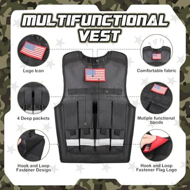 Metemot Kids Army Costume for Boys, Military Soldier Costume with Army Toys, Boys Halloween Costumes with Army Vest, Soldier Boy Dress up Costumes for Play Age 3-12, Halloween Birthday Gift for Kids - Image 2