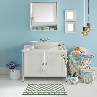 CozeCube Chenille Bathroom Rugs 36" x 24", Soft Microfiber Chevron Bath Mats for Bathroom, Non Slip Shaggy Bath Rugs Machine-Washable, Plush Absorbent Shower Mat, Sage Green - Image 8