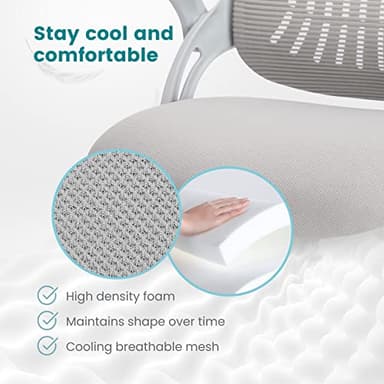 SMUG Home Office Desk Chair, Ergonomic Computer Managerial Executive Chairs Mid-Back Work Swivel Task Chairs with Wheels, Lumbar Support, Comfy Flip-up Armrest for Gaming, Study, Student - Image 5