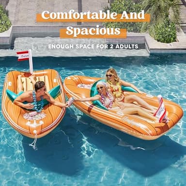 JOYIN Giant Boat Pool Float with Cooler - Inflatable Boat Funny Pool Floats Raft with Reinforced Cooler, Lounge Floaties Beach Lake Toys fun in summer Swimming Pool Party Decorations for Kids & Adults - Image 2