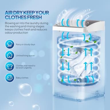 ROVSUN 17.8LBS Full Automatic Washing Machine and 1.5CuFt Portable Clothes Dryer Set, Compact Laundry Washer and Dryer Combo Set with Stainless Steel Inner Tub, for Apartment, Dorms, Home - Image 6