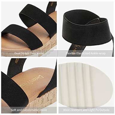 DREAM PAIRS Women's Open Toe Ankle Strap Casual Flatform Platform Wedges Sandals,Size 7.5,Black,Reed-1 - Image 3