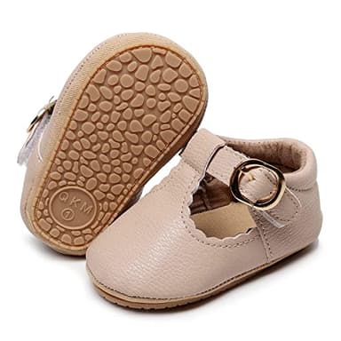 HONGTEYA Infant Baby Girls Mary Jane Flats Non Slip for Toddler First Walkers Soft Sole PU Leather Crib Shoes Sneaker Wedding Party Christmas Princess Dress Shoes Baby Moccasins Girls - Image 1