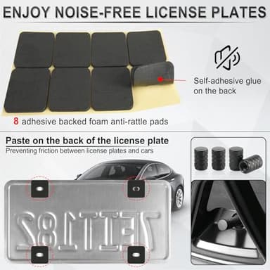 Alpmosn License Plate Covers & Frames Combo, License Plate Cover with Screw Washers and Cap, Car Exterior Accessories Black (2-Pack) - Image 5
