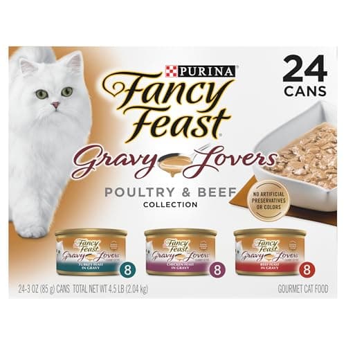 Purina Fancy Feast Gravy Lovers Poultry and Beef Grilled Gourmet Wet Cat Food Variety Pack - (Pack of 24) 3 oz. Cans - Image 1