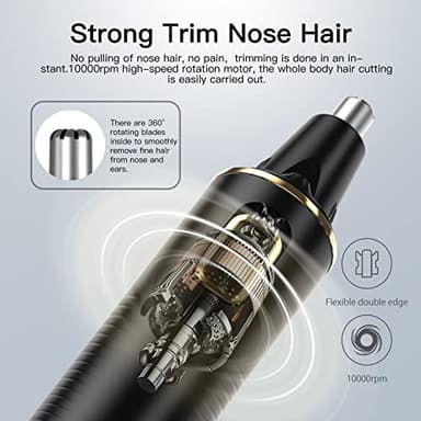 XOOMRSCP Nose Hair Trimmer for Men, 2025 Painless USB Rechargeable Nose Hair Trimmer, Ear and Nose Hair Trimmer for Men, Professional Facial Hair Trimmer with IPX7 Waterproof Dual Edge Blades - Image 4