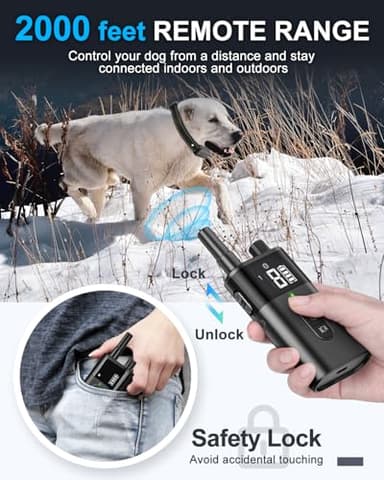 No Shock Dog Training Collar with Remote, Dog Vibration Collar with Controller Beep and Vibrate Only, Safe Lock Waterproof Rechargeable Vibrating Collars for Dogs(10-120 lbs)-No Prongs (Black) - Image 3