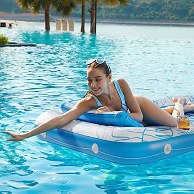 Inflatable Tanning Pool Lounger Float - Jasonwell 4 in 1 Sun Tan Tub Sunbathing Pool Lounge Raft Floatie Toys Water Filled Tanning Bed Mat Pad for Adult Blow Up Kiddie Pool Kids Ball Pit Pool (L) - Image 2