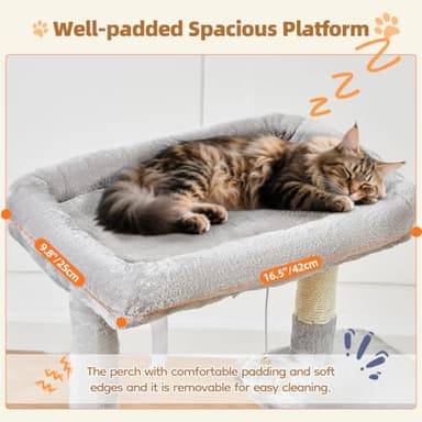 Taoqimiao Cat Tree,38.2-Inch Cat Tower for Indoor Cats,Suitable for Kittens with Luxurious cat condo with Adjustable Baskets and Luxurious Perch Light Gray MS029SW - Image 4