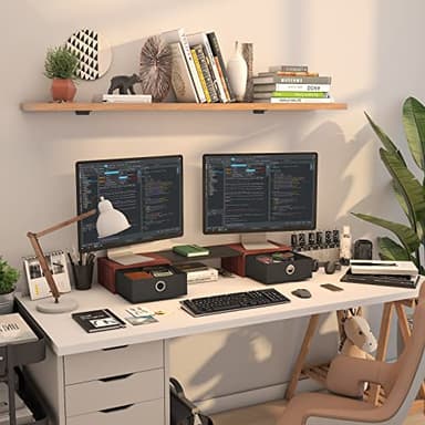 WESTREE Dual Monitor Stand Riser with Two Drawers, Extra Large Storage Monitor Stand for 2 Monitors, Desktop Oraganizer Stand for Computer,Laptop,Screen,Printer,TV - Image 3