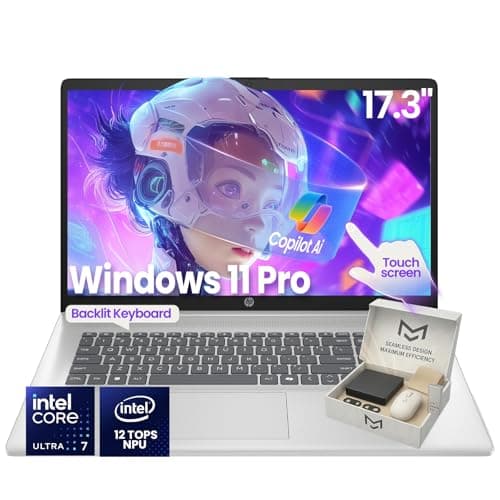 HP 17-inch Touchscreen Business Laptop · Intel 12-Core Ultra 7 255U · 12 NPU Tops · AI Copilot Ready · HD+ Display · Backlit KB · Privacy Camera · Win 11 Pro · w/Accessory (64GB DDR5 | 2TB SSD) - Image 1