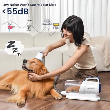 geoorood Dog Grooming Vacuum Kit, 5 in 1 Pet Hair Grooming Tools 13000Pa 2.2L Dust Cup with Clippers for Dogs Cats Shedding Brush Remover at Home Bule - Image 4