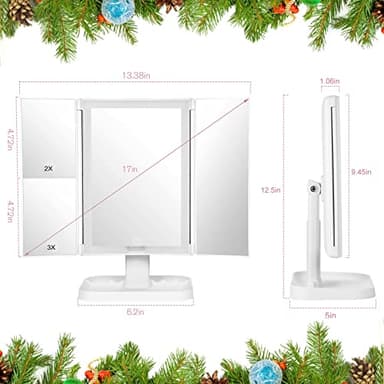 NIKKOMON Wireless Rechargeable Lighted Makeup Mirror with 3 Color Lighting, 2000mAh Rechargeable Battery, 10x 3X 2X Magnification, 24 LED, 360 Degree Rotation, Gift for Woman (White) - Image 3