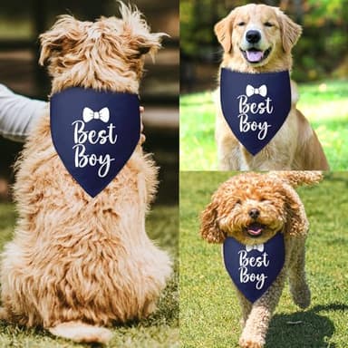 Best Boy Dog Bandanas Wedding Dog Bandana Pet Puppy Bandanas Boy Navy Dog Bandana Engagement Gift Funny Dog Bandana Wedding Photo Prop Pet Scarf Accessories for Pet Dog Lovers Gifts - Image 2