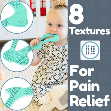 Silicone Baby Teether - Dolphin | 8 Teething Relief Textures, 100% Food-Grade, Easy to Hold & BPA Free Silicone Teethers for Babies, Baby Teething Toys, Soft Chew Toy for Babies Ages 3M+ - Baby’s Aid - Image 2