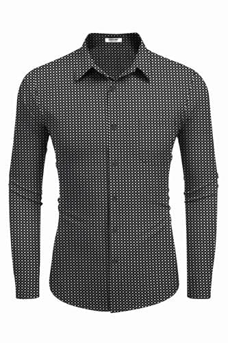 COOFANDY Mens Patterned Button Down shirt Long Sleeve Dress Shirts Wrinkle Free Business Casual Shirts - Image 2