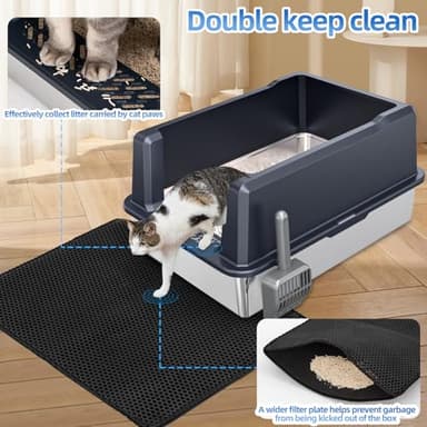 XXXL Extra Large Stainless Steel Litter Box, 28" L x 20" W x 14" H Super Large Stainless Steel Litter Box, Suitable for Large Cats and Multiple Cats, Non-Sticky, Anti-Leakage, Easy to Clean - Image 6