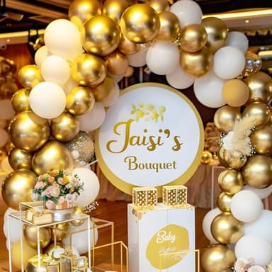 RUBFAC 145pcs Metallic Gold Balloons Latex Balloons 18 12 10 5 Inch Party Balloon Kit Different Sizes for Birthday Party Wedding Balloon Graduation Baby Shower Decoration - Image 4