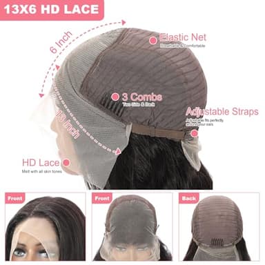 13X6 Body Wave Lace Front Wigs Human Hair 12A 250% Density 30 Inch Lace Frontal Wigs Human Hair Glueless HD Lace Front Wigs Human Hair Natural Color - Image 6