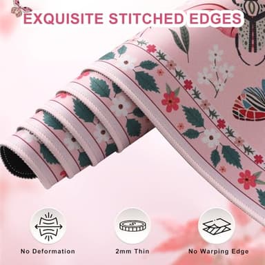 iCasso Pink Desk Pad Mat, XXL Large Mouse Pad, Desk Matt for Desktop, Anti-Slip Big Mousepad with Stitched Edges, Mouse Mat for Computer(Pink) - Image 5