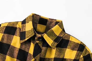 Cromoncent Men's Casual Plaid Flannel Long Sleeve Button Down Shirt,Yellow Black,Large - Image 4