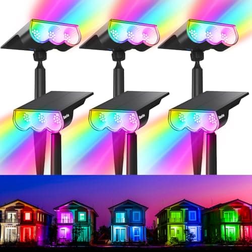 Barrina WRGB Solar Lights Outdoor, Color Changing Solar Landscape Lighting with 360° Horizontal Adjustable, RGB Solar Spotlights Outdoor for Outside, 6 Packs - Image 1