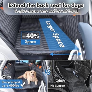 Chumajor 3-in-1 Convertible PU Leather Dog Car Seat Extender & Booster Seat – 400lb Capacity, Waterproof, Hard Bottom, Scratch-Proof Hammock for Cars & SUVs-L - Image 5