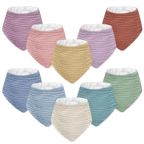 Wrrernsin Muslin Baby Bibs for Unisex Boys Girls, 10pack Cotton Drool, Adjustable Bandana Bibs for Drooling and Teething - Image 1