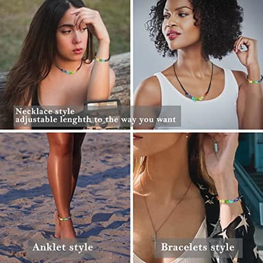 SmileBelle Chakra Jewelry Summer Necklace for Her with Adjustable Cord, Boho Crystal Necklaces Flexible be Chakra Bracelet and Crystal Anklet as Women Birthday Gifts - Image 3